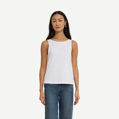 Nation LTD Sammi Tie Back Tank in Optic White, stylish sleeveless top with a tie-back detail, perfect for casual wear.