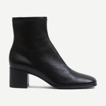 Bianca Stretch Leather Ankle Boot - Black