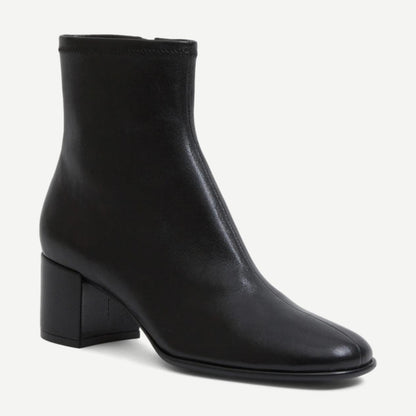 Bianca Stretch Leather Ankle Boot - Black