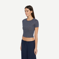 Linen Jersey Baby Tee - Deep Navy/White - Galvanic.co