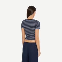 Linen Jersey Baby Tee - Deep Navy/White - Galvanic.co