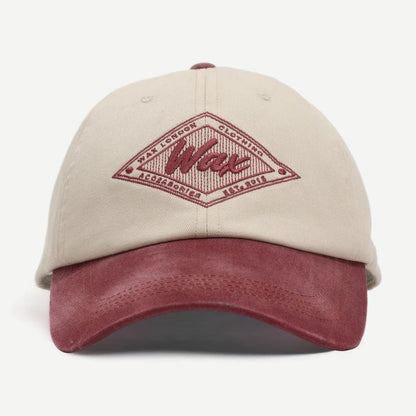 Spencer Sports Cap Twill Diamond - Ecru/Burgundy