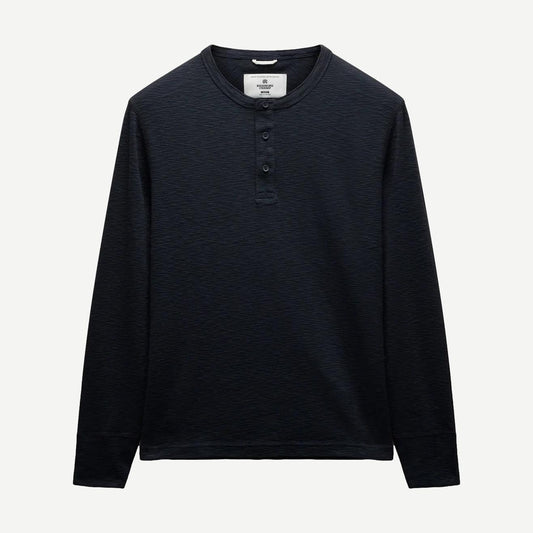 1x1 Slub Rib Henley - Navy - Galvanic.co