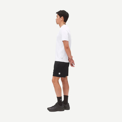 Reigning Champ Solotex Mesh Tiebreak Short 7-inch in black, lightweight athletic shorts with mesh fabric and elastic waistband.