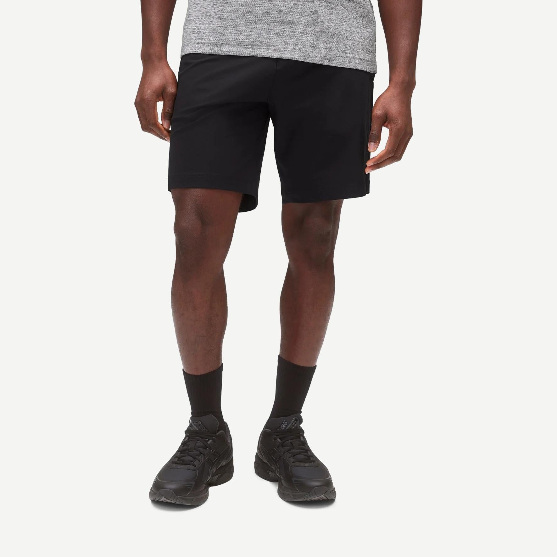 Stretch Warp Knit Coach's Slim Short 9" - Black - Galvanic.co