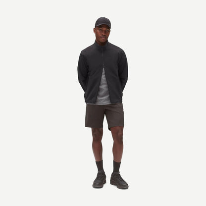 Reigning Champ Stretch Warp Knit Coach's Slim Shorts 9-inch in carbon color, displaying a fitted silhouette and lightweight fabric.
