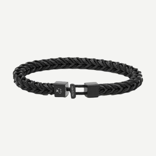 Black Pig & Hen PH Catena Foxtail bracelet with black links and detailed foxtail design on a simple background.