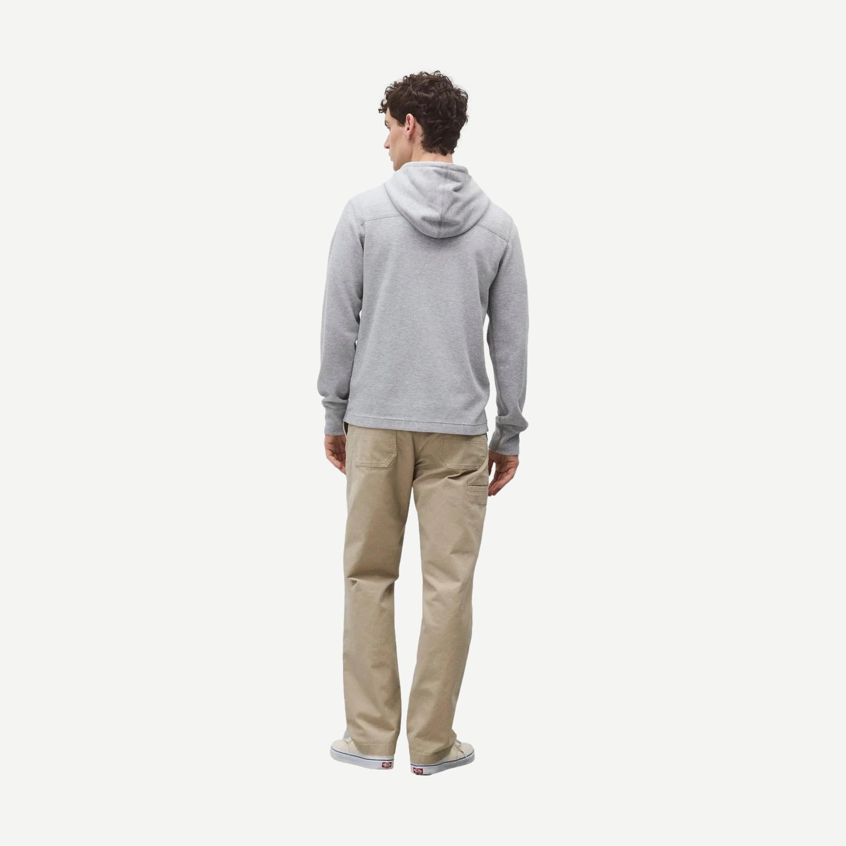 Reigning Champ lightweight waffle hoodie in heather grey with a relaxed fit, casual sweatshirt for comfortable wear.