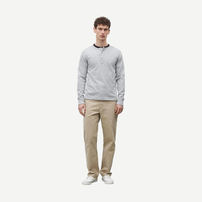 Reigning Champ lightweight waffle henley shirt in heather grey, casual men's shirt with a soft, textured fabric.