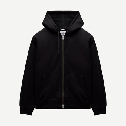 Midweight Terry Standard Zip Hoodie - Black