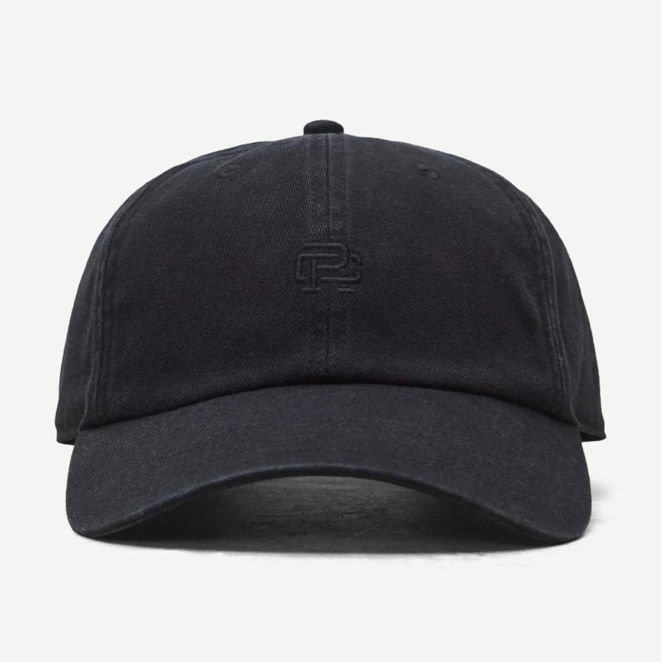 Cotton Chino Low Pro Monogram Strapback Cap - Washed Black - Galvanic.co