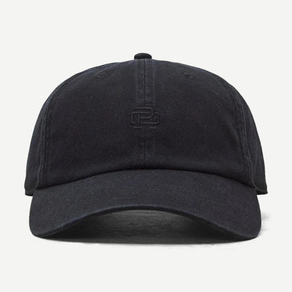 Cotton Chino Low Pro Monogram Strapback Cap - Washed Black - Galvanic.co