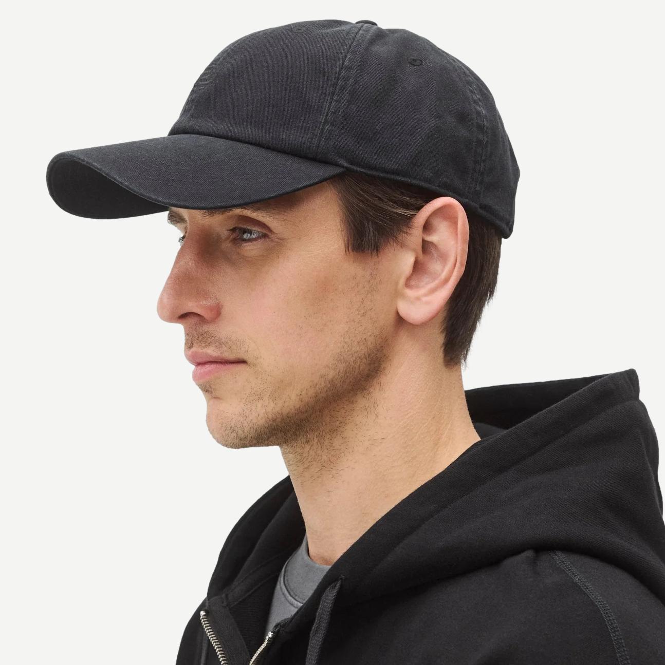 Cotton Chino Low Pro Monogram Strapback Cap - Washed Black - Galvanic.co