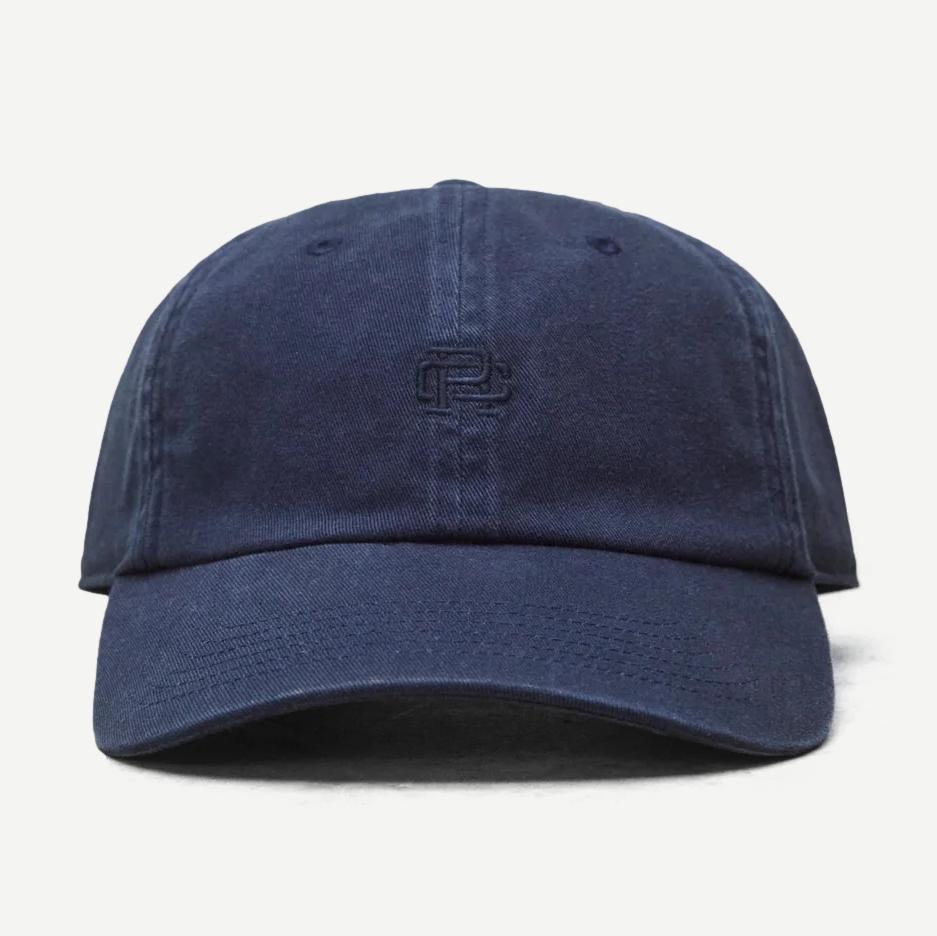 Cotton Chino Low Pro Monogram Strapback Cap - Washed Navy - Galvanic.co