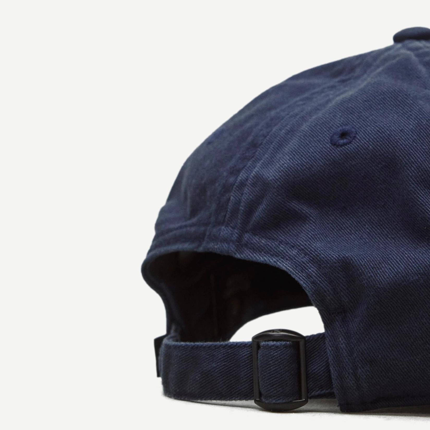 Cotton Chino Low Pro Monogram Strapback Cap - Washed Navy - Galvanic.co