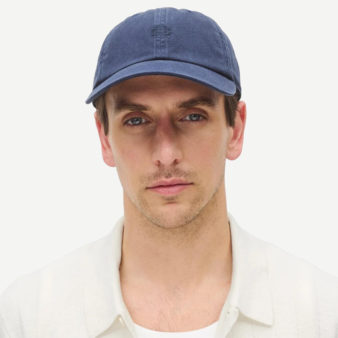 Cotton Chino Low Pro Monogram Strapback Cap - Washed Navy - Galvanic.co