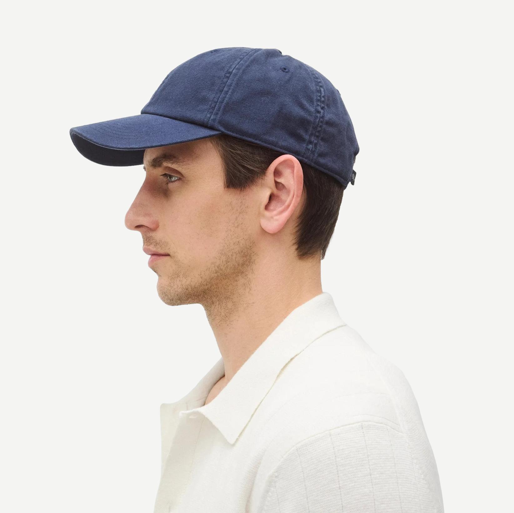 Cotton Chino Low Pro Monogram Strapback Cap - Washed Navy - Galvanic.co