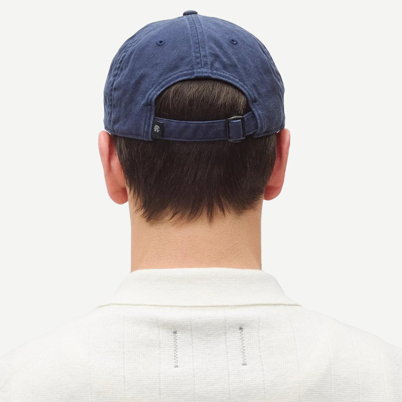 Cotton Chino Low Pro Monogram Strapback Cap - Washed Navy - Galvanic.co
