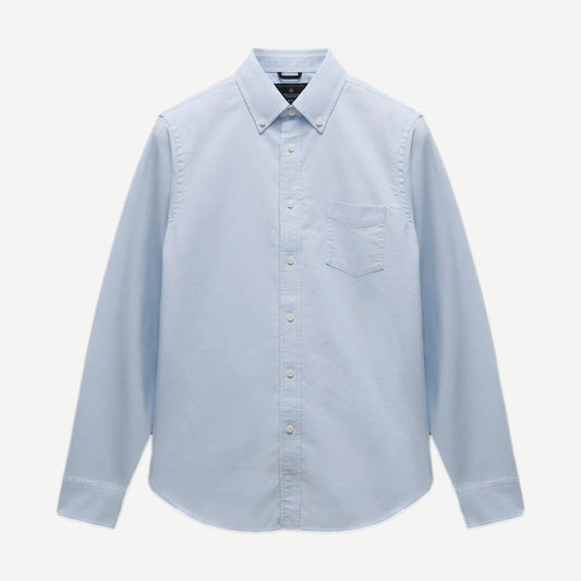 Cotton Oxford Windsor Standard Shirt - Light Blue - Galvanic.co