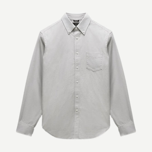Cotton Oxford Windsor Standard Shirt - Light Grey - Galvanic.co