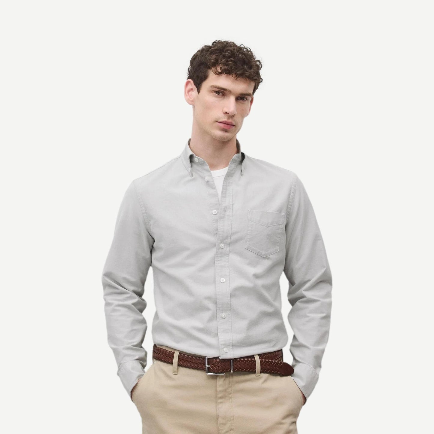 Cotton Oxford Windsor Standard Shirt - Light Grey