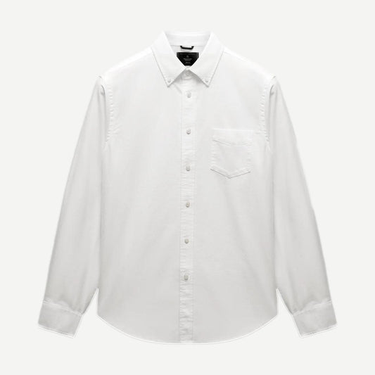 Cotton Oxford Windsor Standard Shirt - White - Galvanic.co