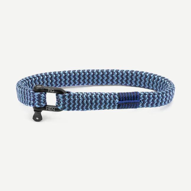 Steel blue, slate gray, and black bracelet from Pig & Hen's PH Vicious Vik collection featuring layered metal bands.