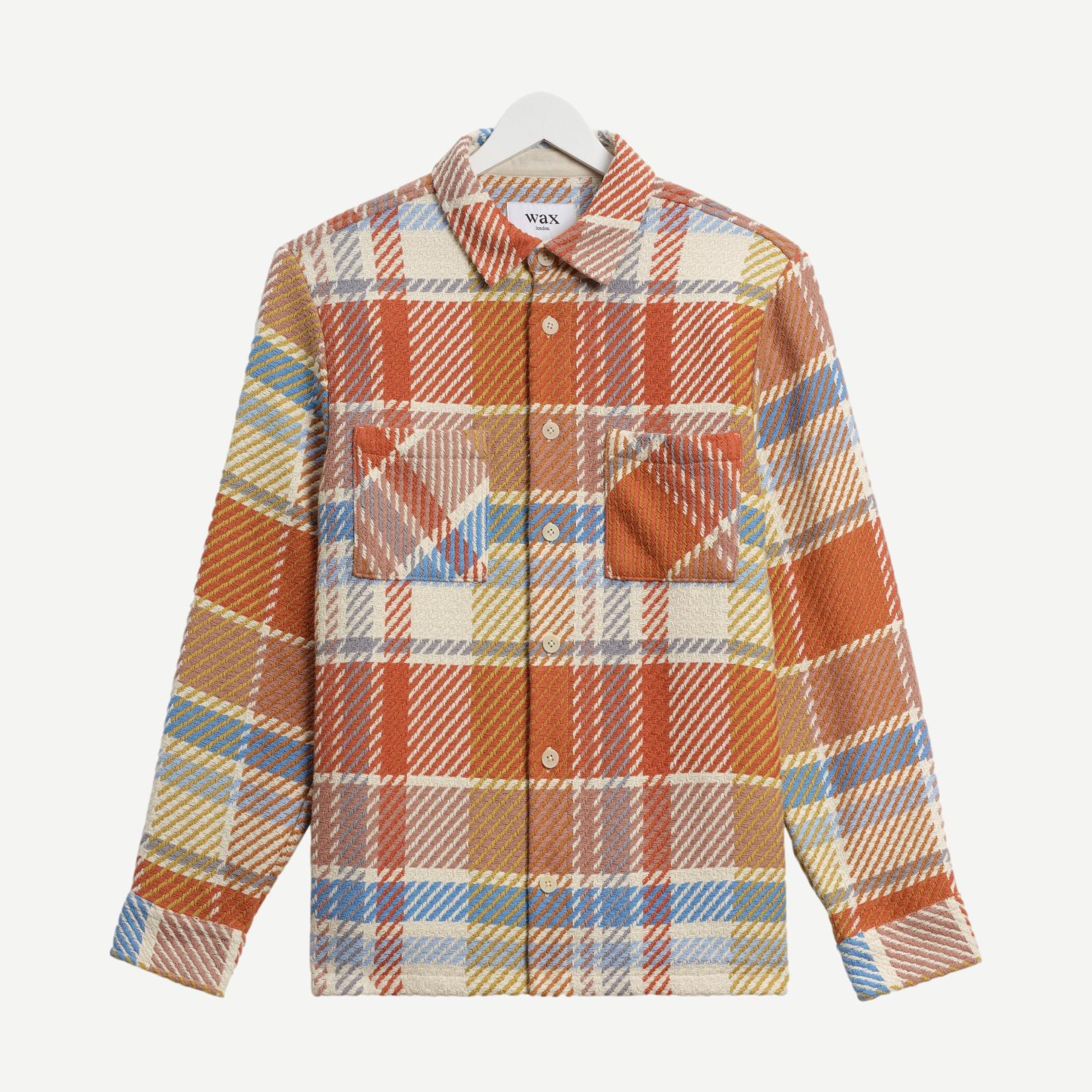 Wax London Bude Check Pastel Multi overshirt featuring a vibrant check pattern and a relaxed fit.