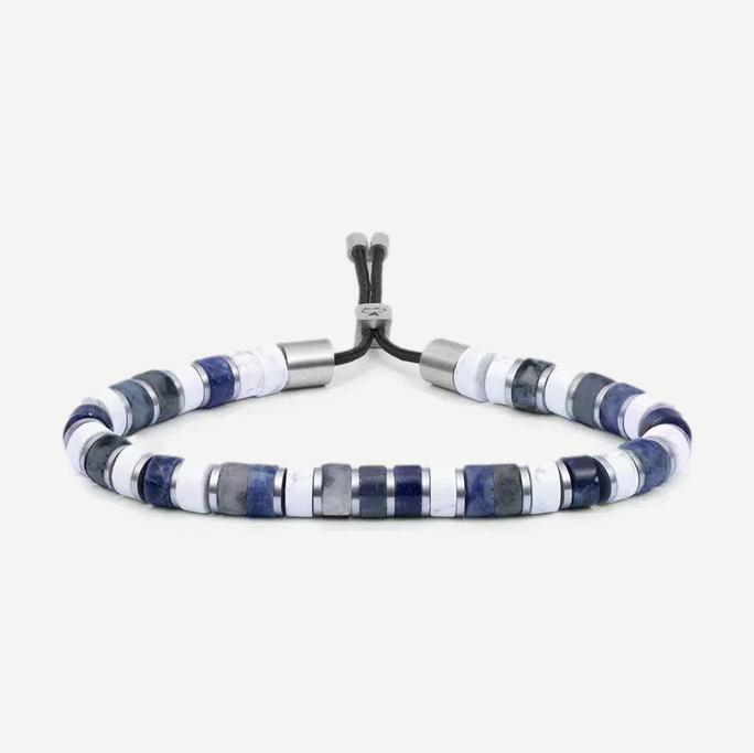 Silver PH Brontide 6mm bracelet by Pig & Hen featuring Aomori beads on a sleek, polished design.