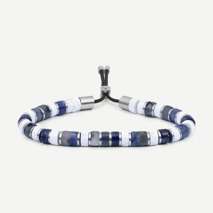 Silver PH Brontide 6mm bracelet by Pig & Hen featuring Aomori beads on a sleek, polished design.