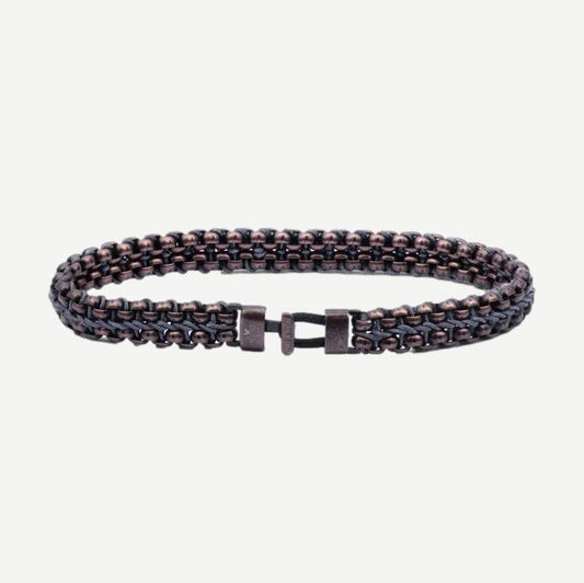 Pig & Hen PH Catena Venetian 7mm bracelet in slate grey and bronze with interlinked metal chain design.