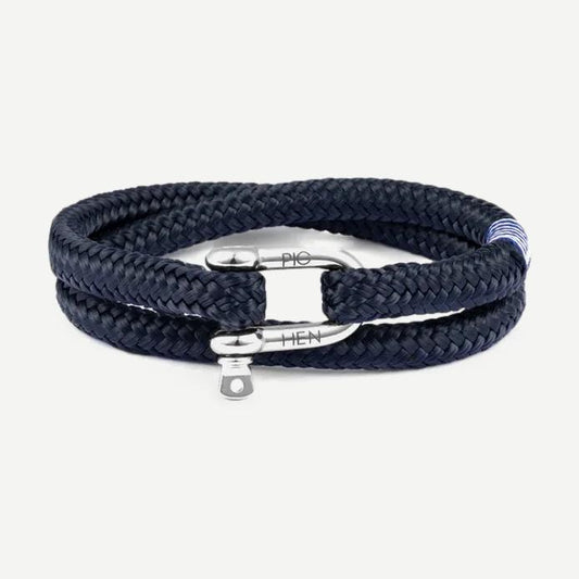 Salty Steve navy and silver bracelet by Pig & Hen featuring a stylish nautical design.