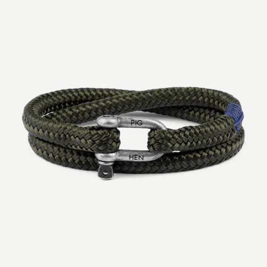 Vintage army-style bracelet by Pig & Hen featuring a rugged, military-inspired design with salt-themed accents.