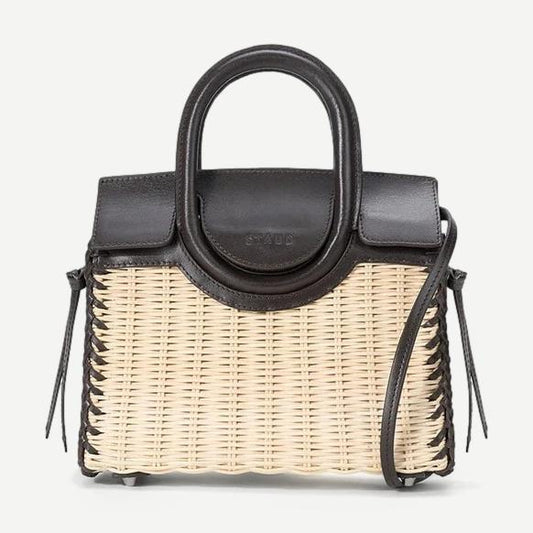 Maude Mini Wicker Carryall - Natural/Espresso