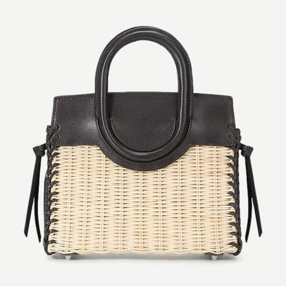 Maude Mini Wicker Carryall - Natural/Espresso