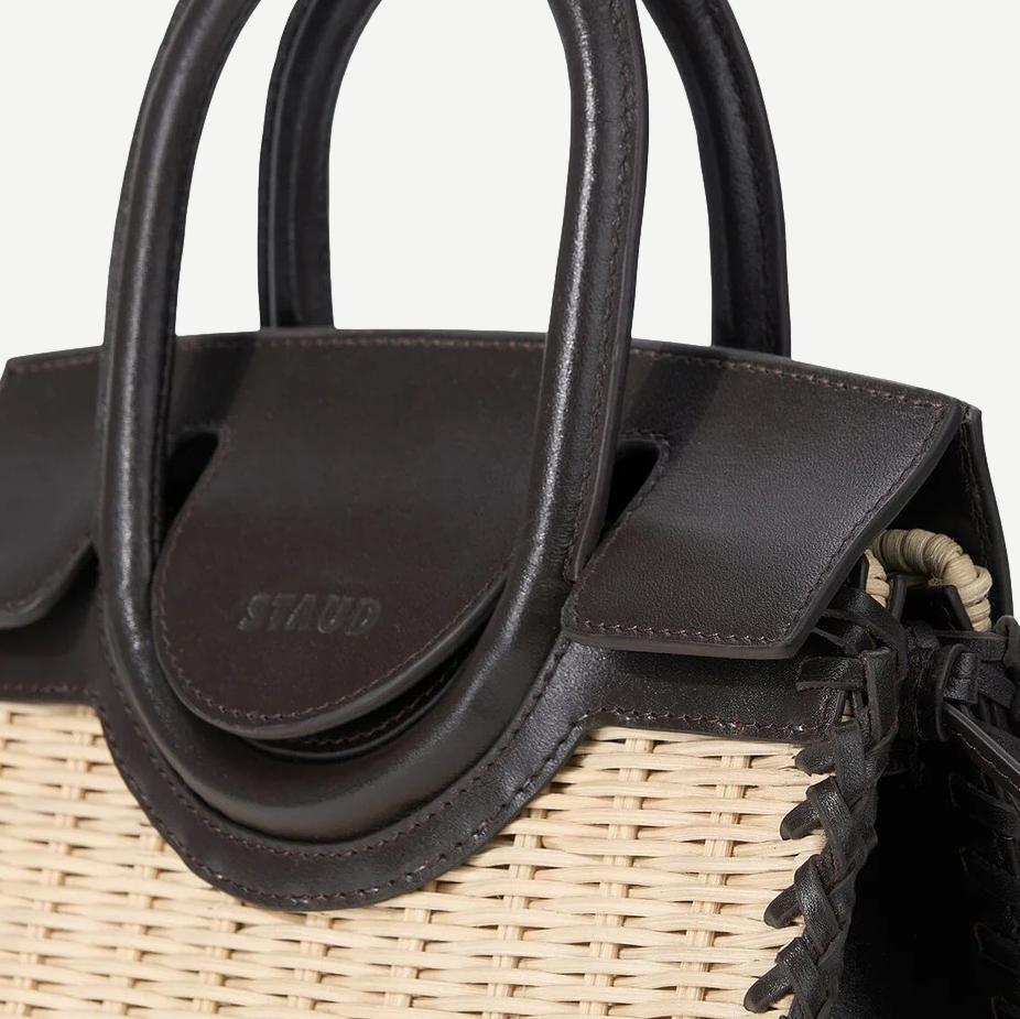 Maude Mini Wicker Carryall - Natural/Espresso