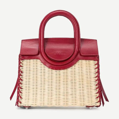 Maude Mini Wicker Carryall - Natural/Rouge