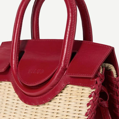 Maude Mini Wicker Carryall - Natural/Rouge