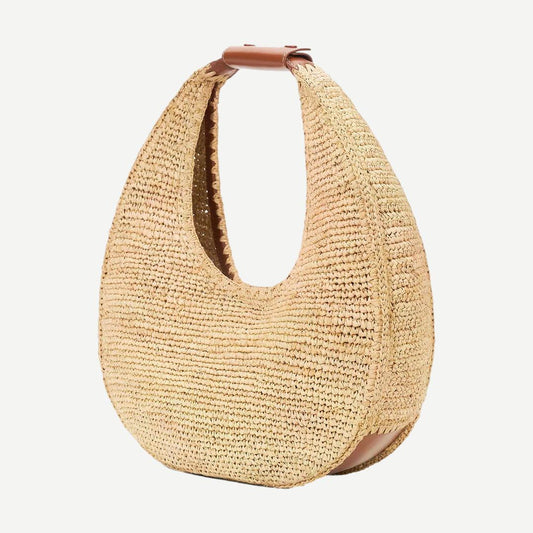 Moon Raffia Tote Bag - Natural/Tan - Galvanic.co