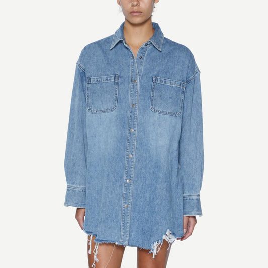 Oversized Shirt Dress - Overkast Trashed - Galvanic.co