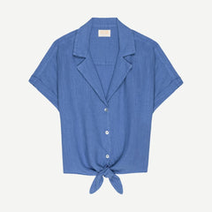 Sol Tie Front Shirt - Wedgewood - Galvanic.co