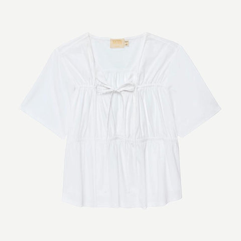 Robin Tie Front Blouse - White - Galvanic.co