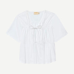 Robin Tie Front Blouse - White - Galvanic.co