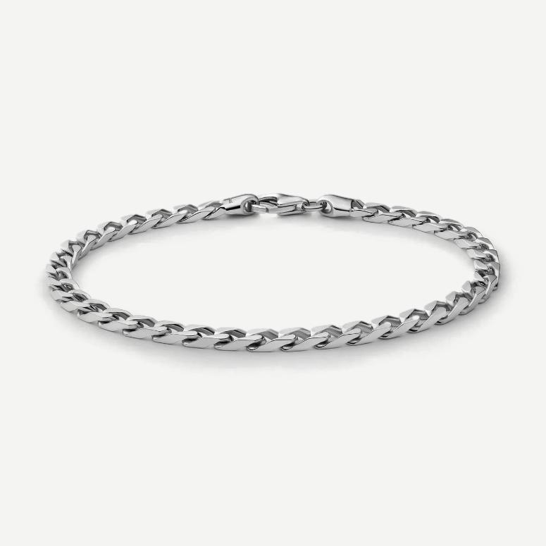 4mm Cuban Chain Bracelet - Sterling Silver - Galvanic.co