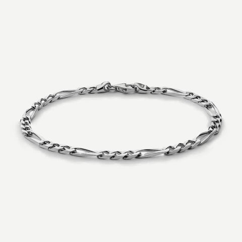 3mm Figaro Chain Bracelet - Sterling Silver - Galvanic.co