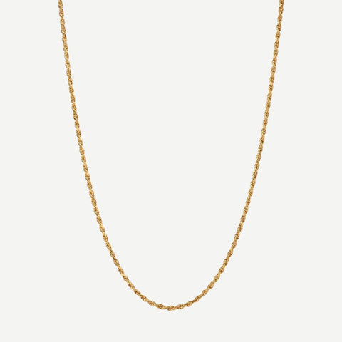 2.4mm Rope Chain Necklace - Gold Vermeil 24in - Galvanic.co