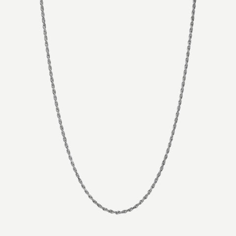 2.4mm Rope Chain Necklace - Sterling Silver 24in - Galvanic.co