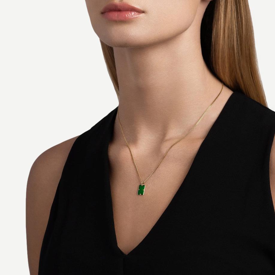 Lennox Pendant Necklace w/Enamel - Gold Vermeil 18in. - Galvanic.co