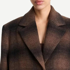 Shadow Plaid Car Coat - Walnut - Galvanic.co