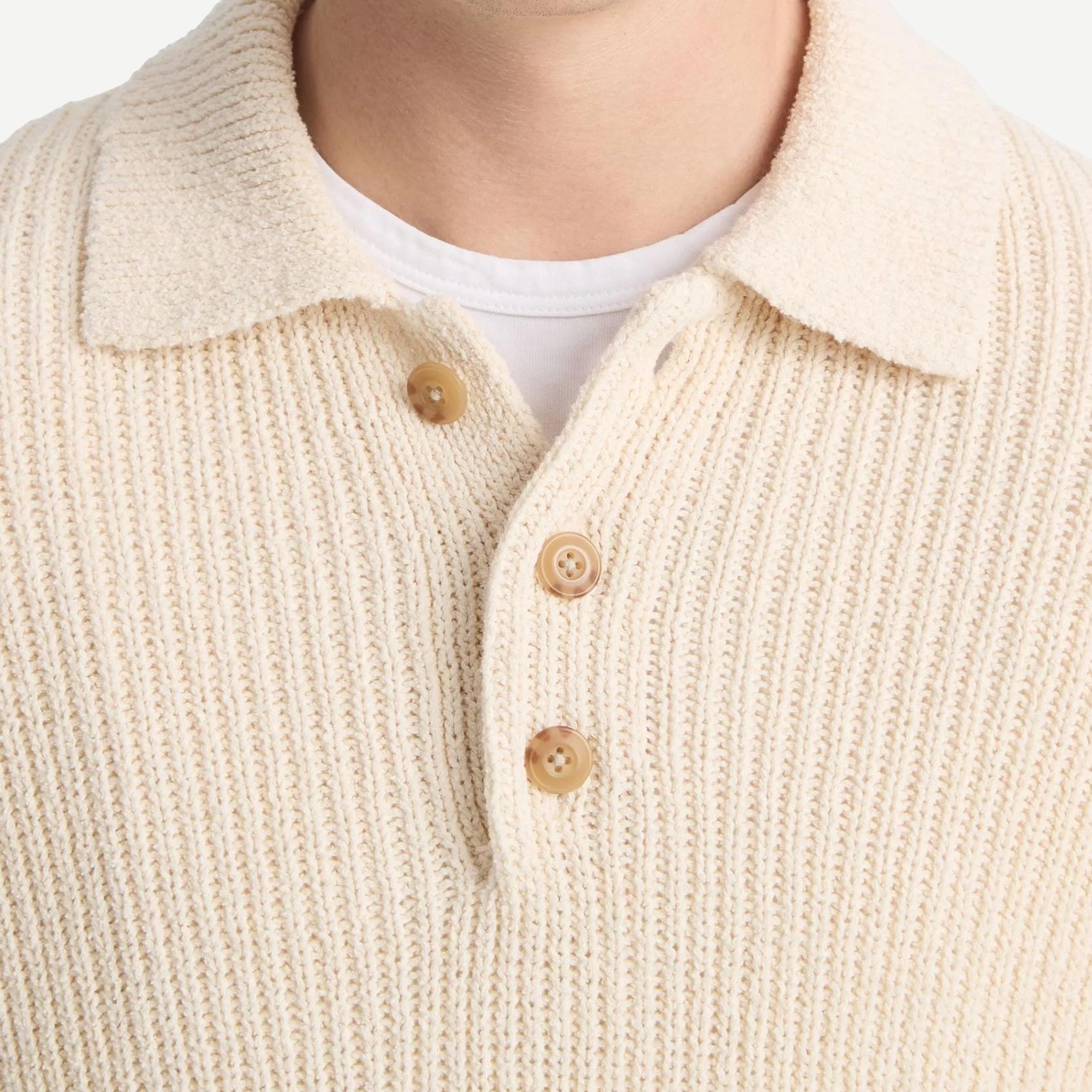 Spring Shaker L/S Polo - Bone - Galvanic.co